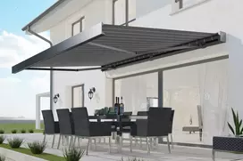 Terasos markizė PRIME AUTOMATIC su LED ir jutikliu, 450x300 cm, Pilkas/Baltas