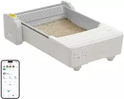 Gyvūnų Prekės - UBPet C31 Išmanusis Automatinis Šiukšlių Dėžė, Dviejų Šukų Sistema, Programėlės Stebėjimas, 1–11 kg, Balta