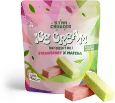 Supergarden STAR CANDIES šaltyje džiovinti Matcha ir braškių skonio ledai, 16g