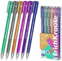 Gelinių rašiklių rinkinys G-CUBE GLITTER, ErichKrause, 1.0 mm, 6 blizgančios sp.