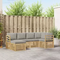 Lauko sofos komplektas 6 vnt. Balta ir šviesiai pilka