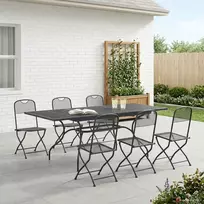 Lauko baldų komplektas Sodo valgomojo komplektas 7 pcs Antracito 212 x 90 x 76 cm