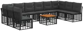 Lauko baldų komplektas Lauko sofos komplektas 11 pcs Juoda ir tamsiai pilka