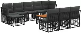 Lauko baldų komplektas Lauko sofos komplektas 11 pcs Juoda ir tamsiai pilka