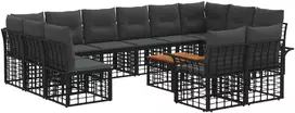 Lauko baldų komplektas Lauko sofos komplektas 13 pcs Juoda ir tamsiai pilka