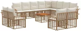 Lauko baldų komplektas Lauko sofos komplektas 13 pcs Natūralus ir grietinėlės baltas