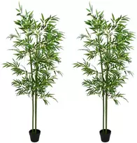 Dirbtinis bambuko medis 2 pcs Žalia 60 x 18 x 190 cm
