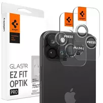 Spigen Stiklas tR EZ Fit Optik Pro, 2 vnt., kristalinio skaidrumo - iPhone 15/15 Plus/14/14 Plus