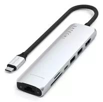 „Satechi“ USB-C 7-in-1 plonas daugiafunkcinis adapteris, sidabrinis