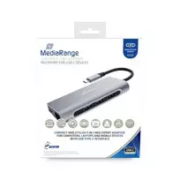 MediaRange MRCS510 knyginių kompiuterių dokas / jungčių replikatorius USB 3.2 Gen 1 (3.1 Gen 1) Type-C Sidabras