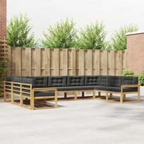 Lauko sofos komplektas su pagalve 9 pcs Balta ir antracito