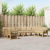 Lauko sofos komplektas su pagalve 10 pcs Balta ir kreminė