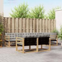 Lauko sofos komplektas su pagalve 7 pcs Balta ir šviesiai pilka
