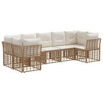 Lauko sofos komplektas 7 pcs Natūralus ir grietinėlės baltas