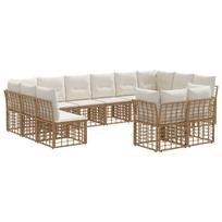 Lauko sofos komplektas 12 pcs Natūralus ir grietinėlės baltas