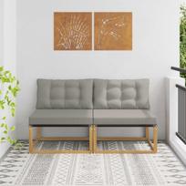 Lauko Vidurinis Sofa Kietasis akacijos medis ir Textilene Balta