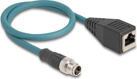 Delock M12 Adapter Cable X-coded 8 pin male to RJ45 female 50 cm