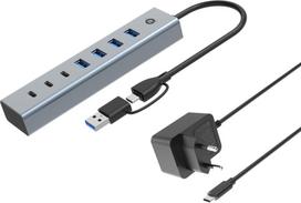 No Name CONCEPTRONIC 7-Port Hub USB-A3.0/-C Adap.->4xA3.0+m.Netz. gr