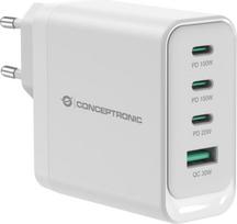 No Name Conceptronic ALTHEA22W100 4-Port 100W GaN USB PD Charger, USB-C x 3, USB-A x 1, QC 3.0, PPS, PD 3.0
