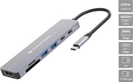 No Name Conceptronic DONN28G 7-in-1 USB 3.2 Gen 1 Docking Station, 4K60Hz HDMI, USB-A 5Gbps x 2, USB-C 5Gbps, SD, TF/MicroSD, 100W USB PD