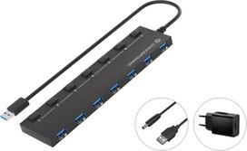 No Name Conceptronic HUBBIES19BP 7-Port USB 3.0 HUB with Power Adapter, 90cm Cable, Individual Power Switch, USB 3.2 Gen 1