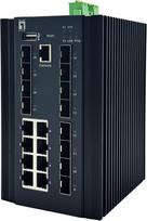 No Name LevelOne 20-Port L2 Plus Managed Industrial Switch, 8 x 1GbE RJ45, 8 x 1GbE SFP, 4 x 1/2.5/10GbE SFP+, DIN-Rail, -40°C to 80°C
