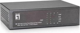 No Name LevelOne 8-Port Fast Ethernet PoE Switch, 802.3at/af PoE, 4 PoE Outputs, 65W
