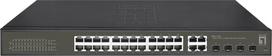 No Name LevelOne Hilbert 28-Port Gigabit PoE Smart Lite Switch, 24 PoE Outputs, 4 x Gigabit SFP/RJ45 Combo, 802.3at/af PoE, 380W PoE Power Budget
