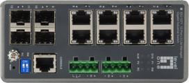 No Name LevelOne TURING 12-Port L3 Lite Managed Gigabit Industrial Switch, 4 x SFP, DIN-Rail, -40°C to 75°C