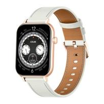 COLMI C28 Smartwatch in Gold with a White Leather Strap, Smartwatch COLMI C28 Złoty + biały skórzany pasek