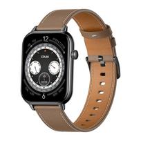 COLMI C28 Smartwatch – Black + Brown Leather Strap, Smartwatch COLMI C28 Czarny + brązowy skórzany pasek