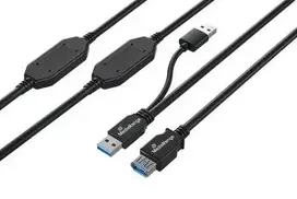 MediaRange MRCS244 USB kabelis USB 3.2 Gen 1 (3.1 Gen 1) 15 m 2 x USB A USB A 5Gbit/s Juoda