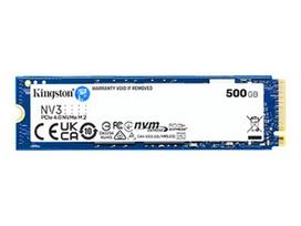 Kingston SSD | NV3 | 500GB | SSD form factor M.2 2280 | Solid-state drive interface PCIe NVMe Gen 4.0 (x4) | Read speed 5000MB/s | Write speed 3000MB/s