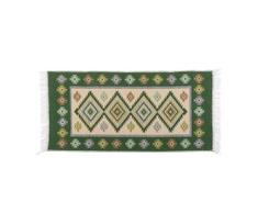 Dvipusis rytietiškas kilimas KILIM 80x150 cm žalia/smėlinė