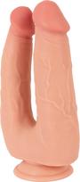 Nature Skin dvigubas minkštas TPE dildo - Kūno spalva
