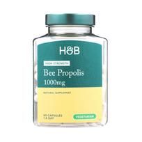 H&B HIGH STRENGTH bičių propolis 1000 mg, 90 kapsulių