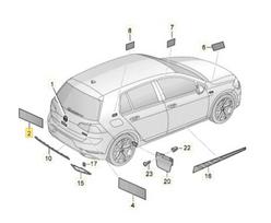 VOLKSWAGEN GOLF MK8 GALINIS GTD ŽENKLIUKAS SU UŽRAŠU EMBLEMA CHROMAS 5H0853687B2ZZ ORIGINALUS