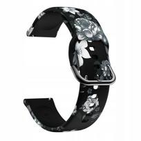BestAccessories, silikoninė išmaniojo laikrodžio apyrankė, plotis 22 mm, juodi gėlių raštai