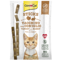 GimCat Sticks begrūdės lazdelės, su kalakutiena ir triušiena (4 vnt)