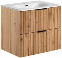 Comad Ąžuolo spalvos pakabinama vonios spintelė su praustuvu Adel oak, 60 cm