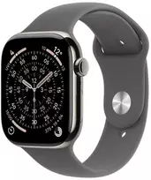 Išmanusis laikrodis „Apple Watch Series 11 GPS + Cellular“, 42 mm, natūralaus titano korpusas su akmeniniu pilkos spalvos sportiniu dirželiu – S/M