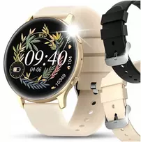 Išmanusis laikrodis Elegantiškas moteriškas smartwatch su funkcijomis: skambučiai, pranešimai, du keičiamieji dirželiai