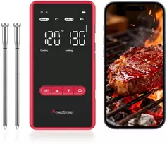 Virtuvinės svarstyklės Retoo Meatmeet X Pro Kitchen Thermometer with Bluetooth/WiFi App for Grilis, Oven, Smoker - Juodas