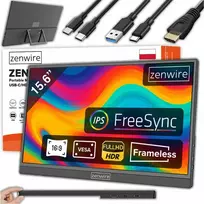 Monitorius Zenwire Monitorius Przenośny USB-C Full HD 1920x1080 IPS HDR HDMI do Laptopa 15.6 cali