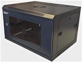 LEXI-Net 19" sieninė spinta 6U 600x450, keliamoji galia 60 kg, stiklinės durelės, išskleistos, juodos