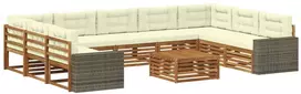 Lauko sofos komplektas 10 pcs Natūralus ir grietinėlė