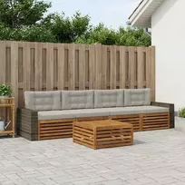 Lauko sofos komplektas 5 vnt. Natūrali ir šviesiai pilka