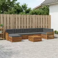 Lauko baldų komplektas Lauko sofos komplektas 8 pcs Natūralus ir antracitas