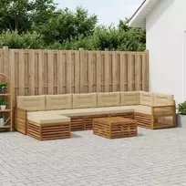 Lauko baldų komplektas Lauko sofos komplektas su pagalve 8 pcs Natūralus ir bežinis