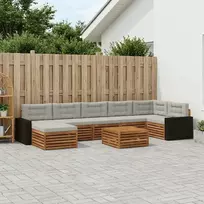 Lauko baldų komplektas Lauko sofos komplektas 8 pcs Natūrali ir šviesiai pilka